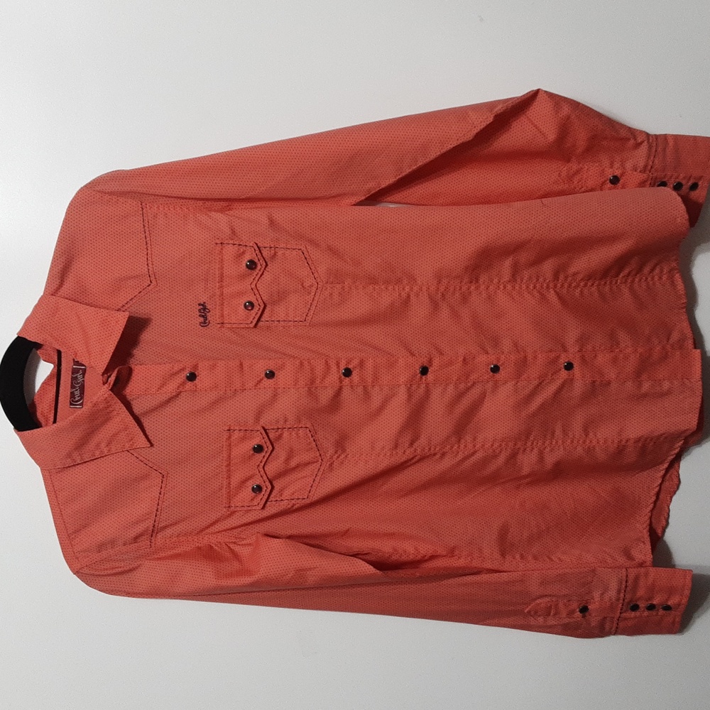 Cruel Girl Polka Dots Western Rodeo Orange Shirt